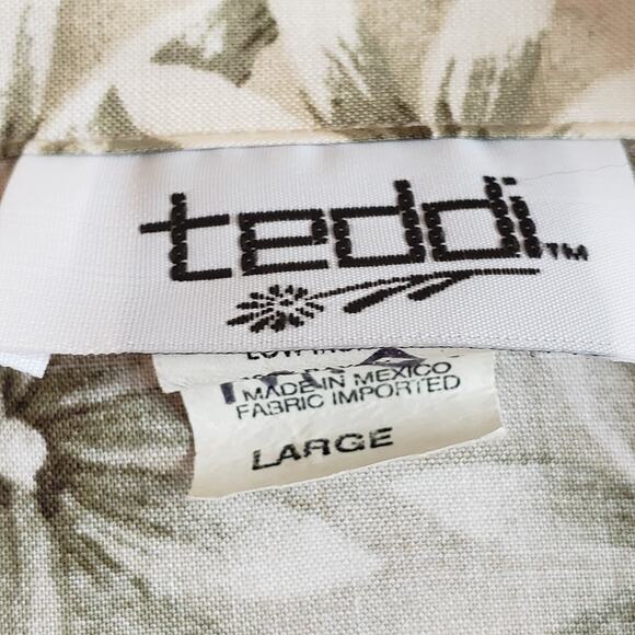 VTG Teddi Shirt Womens L Green Button Down Long Tailored Oversized Classic Crop - Picture 7 of 14